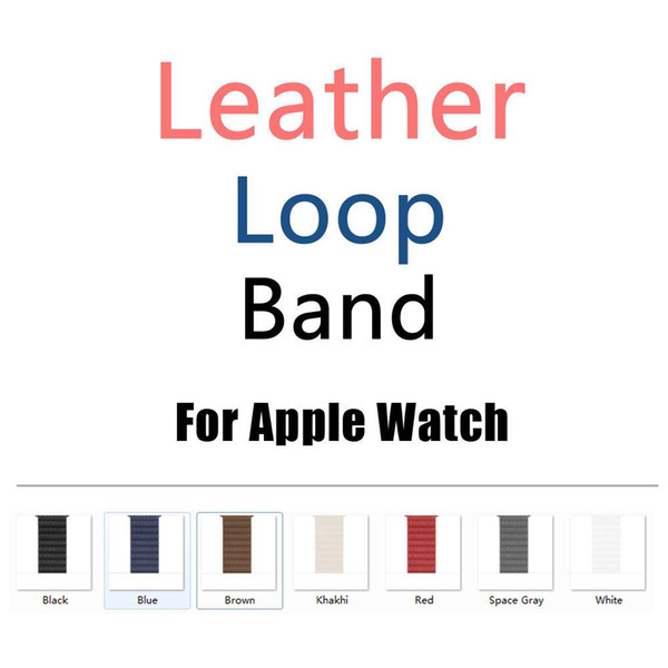 Leather Loop Strap for Apple Watch 42mm 38mm Adjustable Magnetic Closure Loop Watchband for Apple Watch Series 1/ 2/3 Band