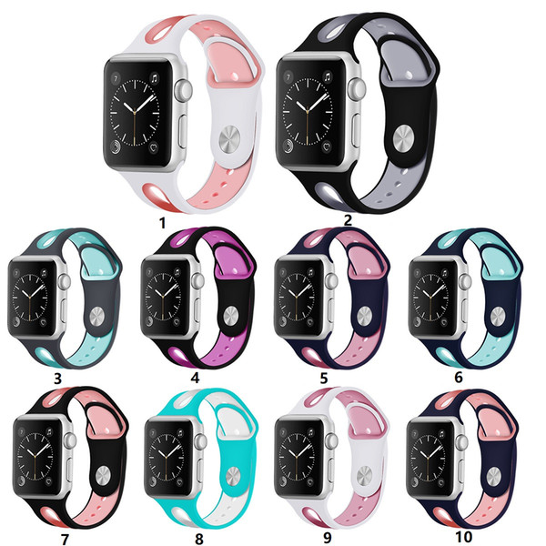 New Silicone Double Color band For iwatch 1/2/3/4/5 38/42mm 42/44mm Hit Color Sport band