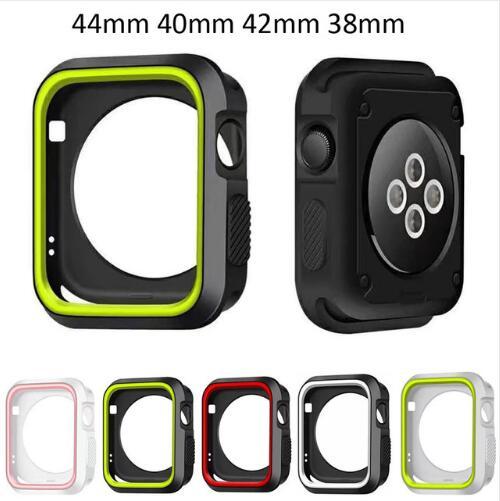 11 Colors For Apple Watch Silicone Case 42mm 38mm 40mm 44mm Sport Band Dual Colors Frame Soft Case for iwatch Series 5 4 3 2 1 Back Cover