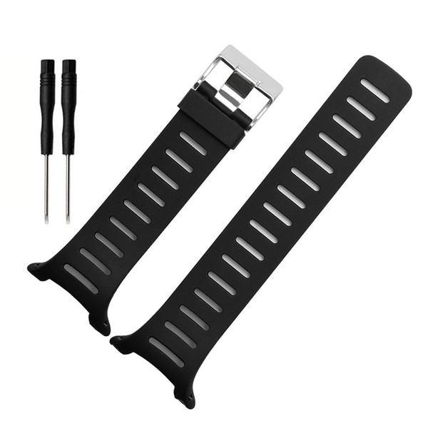 Rubber Watch Band For SUUNTO T1 T1C T3 T3C T3D T4C T4D Smart Watch Black Strap Replacment Silicone Wrist Bands