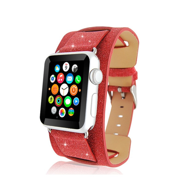 Fashion Strap for Watch Cuff band watch 42mm 38mm 40mm 44mm Sport Leather Strap With Adapter Connector For Apple Watch Band iwatch Wrist