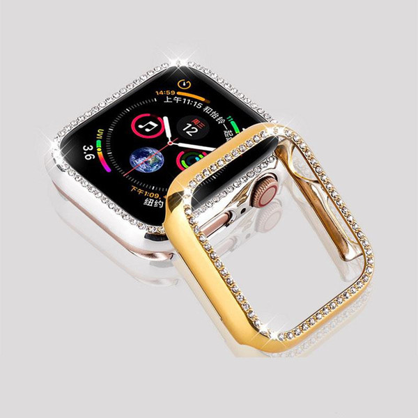 Diamond Watch Cover Luxury Bling Crystal PC Cover for Apple Watch Case for Series 4 3 2 1 Case 42mm 38mm Protective Cases