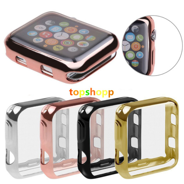 Electroplating TPU soft case cover full glass for Apple iWatch Series 1 2 3 4 38mm 42mm 40mm 44mm