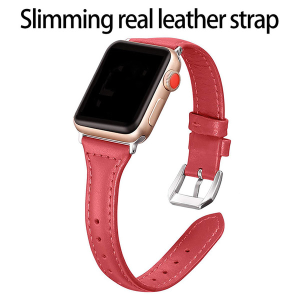 For apple watch band 42mm 38mm Real leather slimming wire strap for iwatch 1 / 2 / 3