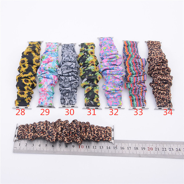 coth watch band leopard/flower/ stripe scrunchie cloth fashion wrist band 38m 40mm 42mm 44mm for iwatch 4/3/2/1 7 colors