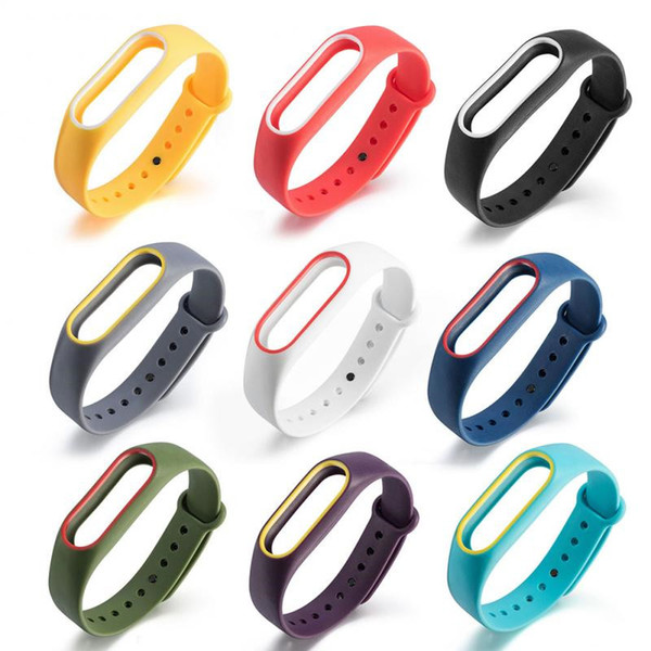 Dual Color Silicone Strap for Mi Band 2 Wrist Bracelet for Xiaomi Miband 2 Replaceable Watchband 14 Colors