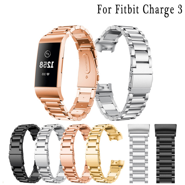 Stainless Steel Bracelet Strap For Fitbit Charge 3 Smart Wristband Link Replacement Folding Clasp For Charge 3 Fitness Band Metal Strap