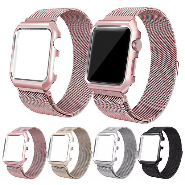 Epacket Milanese Stainless Steel Watch Band Strap+Cover Case for Apple Watch Series 1 2 3 iWatch 38mm/42mm