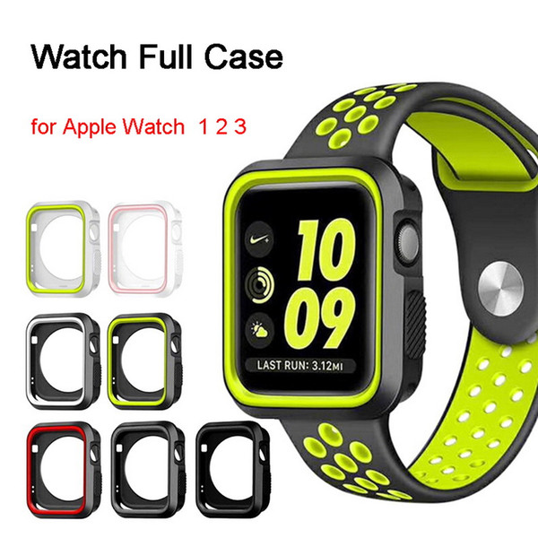 Dual Colors Soft Silicone Case for Apple Watch iWatch series 3 2 1 Rugged Protective Slim TPU Cases Cover 38mm 42mm Watch Accessories