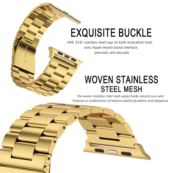 Stainless Steel Link Bracelet Band + Connector Adapter For Watch Series 1 2 3 4 Band 38MM 42MM Metal Strap For Watch