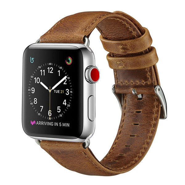 New Luxury Business Casual Style Crazy Horse Pattern Genuine Leather Band Watch Strap Belt Bracelet for 42mm 38mm Apple Watch 3 2 1 Goophone