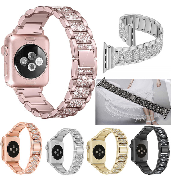 For Apple Watch band 40mm 44mm 38mm 42mm women Diamond Band for Apple Watch series 4 3 2 1 iWatch bracelet stainless steel strap