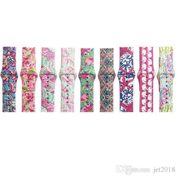 bands For Apple Watch Replacement Bands Lilly inspired Pulitzer Silicone 38mm 42mm Watch Band Straps Luxury Watchband for women girl