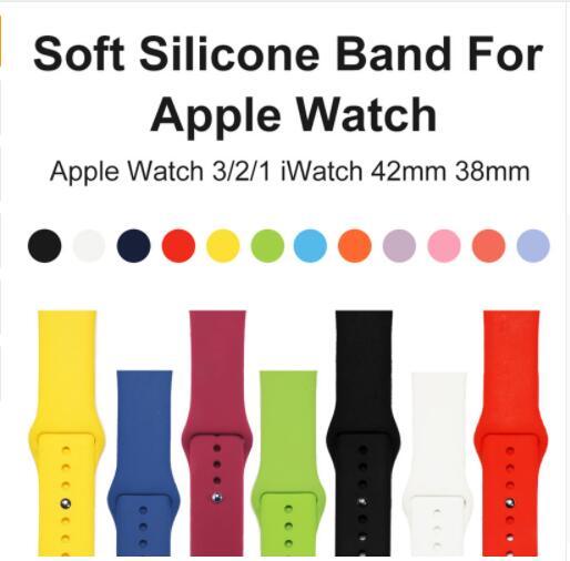 Soft Silicone Replacement Sport Band For Apple Watch Series 1/2/3 42mm 38mm Wrist Bracelet Strap for iWatch Sportsbands