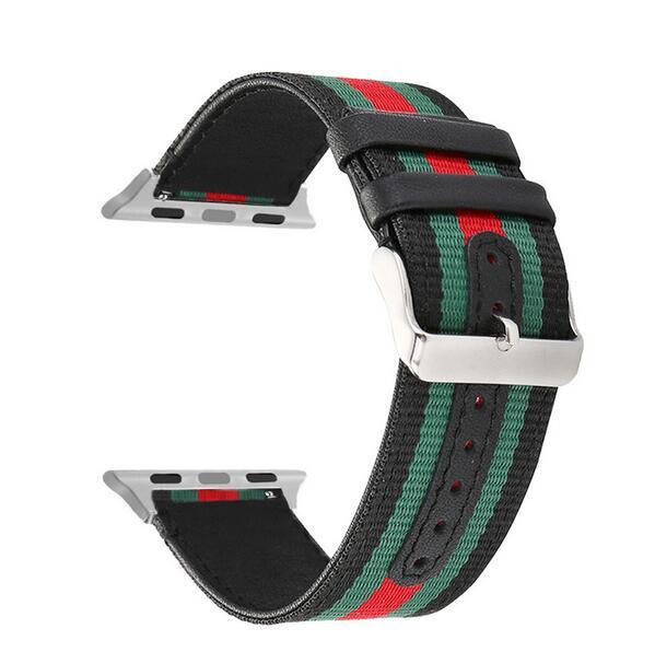 2 Color Nylon Watchband for Apple Watch Band 42mm 38mm iwatch 1 2 3 bands Leather Strap Sports Bracelet New Fashion Stripes