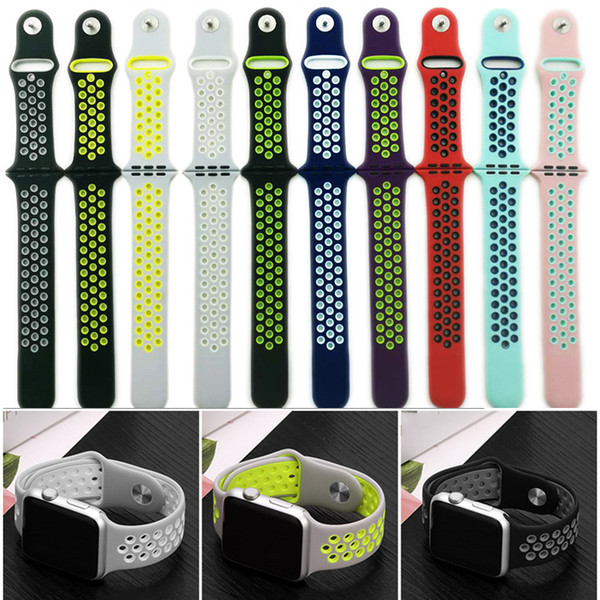 Sport Silicone More Hole Loops Straps Bands Watchband For Apple Watch Series 4 3 2 1 40mm 44mm Strap Band Wrist Bracelet VS Fitbit Strap