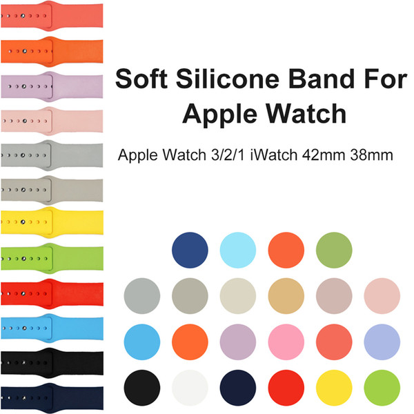 Sports silicone Band For Apple watchs Series 4 3 2 Replace Bracelet Strap watchband Watchstrap watch 42mm 38mm 40mm 44mm bands iwacth