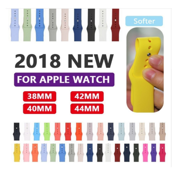 Silicone Sport Bands Replacement For Apple Watch Band Wrist Strap With Adapters Accessories 38mm 40mm 42mm 44mm Watch strap