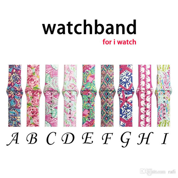 new bands For Apple Watch Replacement Bands Lilly inspired Pulitzer Silicone 38mm 42mm Watch Band Straps Luxury Watchband for women girl men