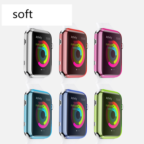 For Iwatch Cases Color Ultra Thin Apple Watch Case Clear TPU Cover For Apple Watch 38mm 42mm Iwatch Without Retail Package 100Pcs