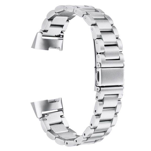 Watch Bands Smart Bracelet Stainless Steel Band Three Bead Strap (Silver, black color)