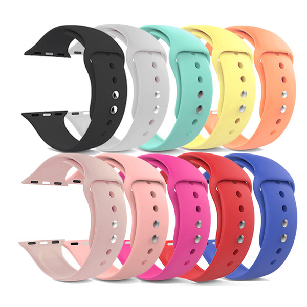 OEM New Design 21 Colors More Silicone Sport Band Replacement For Apple Watch Series 4 3 2 1 40mm 44mm Band Wrist Strap Adapters Accessories