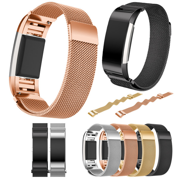 For Fitbit Charge 2 Bands, bayite Stainless Steel Milanese Loop Metal Replacement Bracelet Strap with Unique Magnet Lock for Charge2