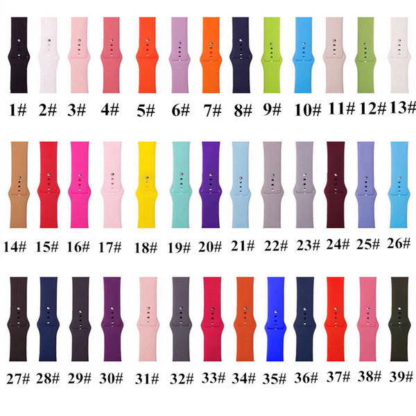 39 Colors Silicone Watch Straps for Apple Watch Band 44mm 40mm 42mm 38mm Series 4/3/2/1 Wrist Band Bracelet for iWatch Strap