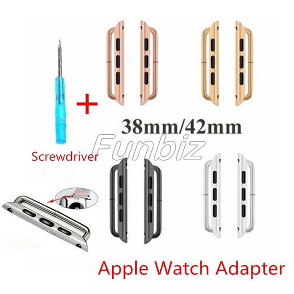 38mm 42mm 1 Pair Seamless Metal Band Adapter Connector For Apple Watch iWatch WatchBand With Screw & Screwdriver DHL 100PCS