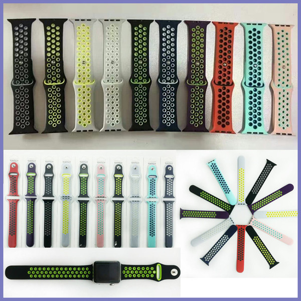 NK Hole Loops Strap Replacement Silicone Wrist Bracelet Sport Band Strap For Apple Watch Series 1 and Series 2 Strap 38/42mm VS Fitbit Strap