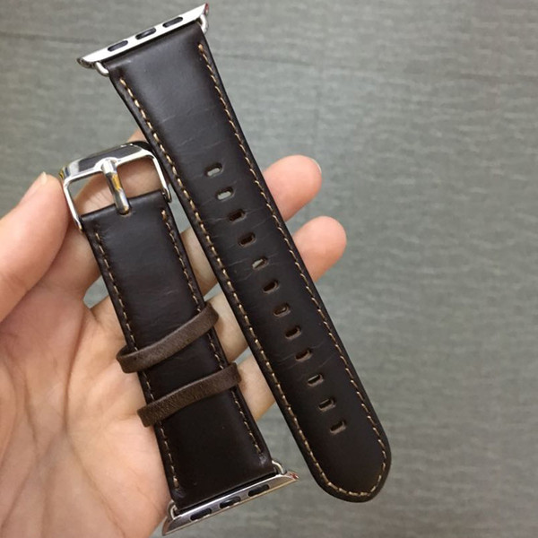 Watchband For iWatch 4 Wristband Smart Straps for Series 1/2/3 42MM 38MM Crazy Horse Leather Replacement Wristband with OPP Bag