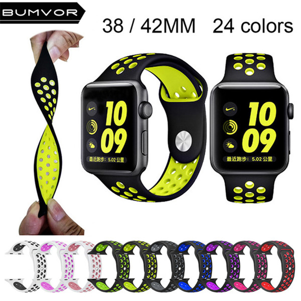 DHL Sport NK Silicone More Hole Straps Bands For Apple Watch Series 1/2 Strap Band 38/42mm Bracelet VS Fitbit Charge Flex