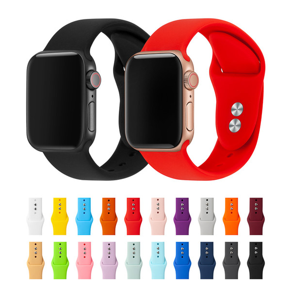 Strap For Apple Watch Band 38mm 40mm 42mm 44mm Double Rubber Button Silicone IWatch Strap For Apple Watch Series 4,3,2,1 81024