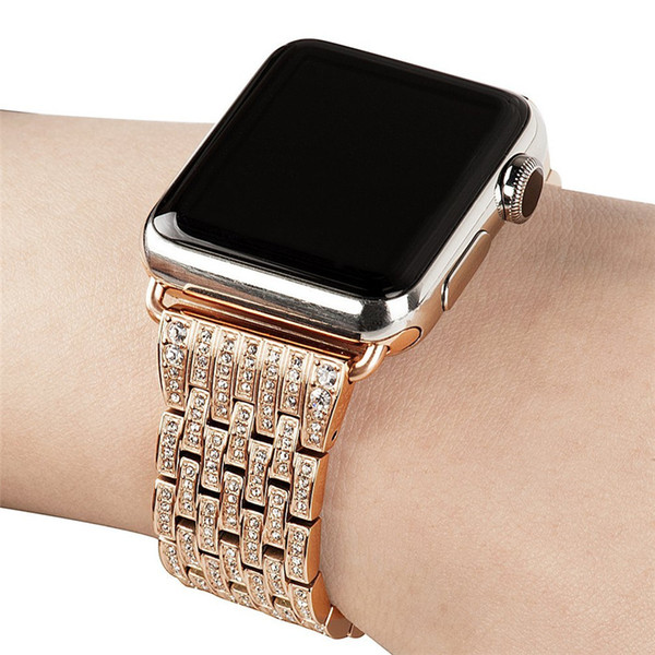 Women Dress Watchband For Apple Watch Band 38mm 42mm Crystal Watch Band Luxury Stainless Steel Bracelet Strap For iWatch