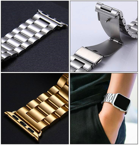 Stainless Steel Watchbands Wrist For Iwatch Men Watch Band Strap Women Bracelet Accessories Sport 38mm or 42mm With Adapter BY SZQY