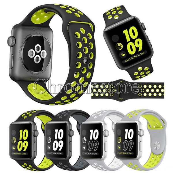 New Arrival Silicone Replacement Sports Bands for Apple Watch iwatch Wristwatch Strap Band Wrist Bracelet 10 colors 38mm 42mm Series 1 & 2