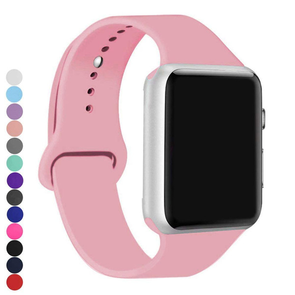 Compatible for Apple Watch Bands 38mm 40mm 42mm 44mm Sport Style Soft Silicone Replacement Wristband For Apple Watch Series 1/2/3/4