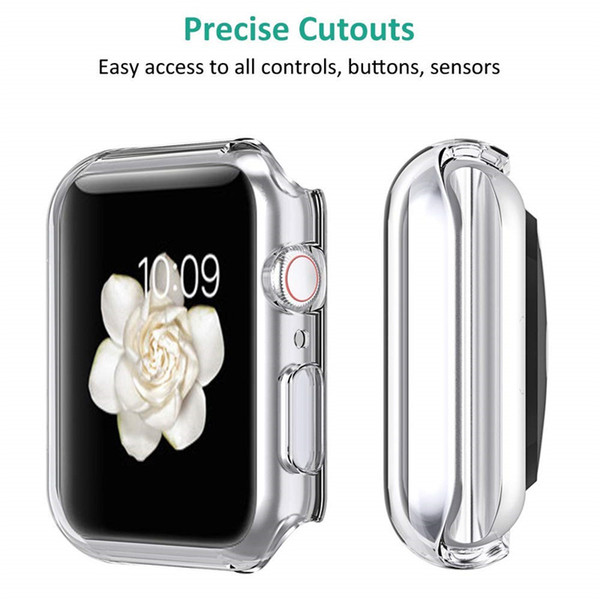 Soft silicone case for Apple Watch series4 44mm 40mm TPU Protector cases for iWatch all cover ultrathin clear frame LCD screen glass case