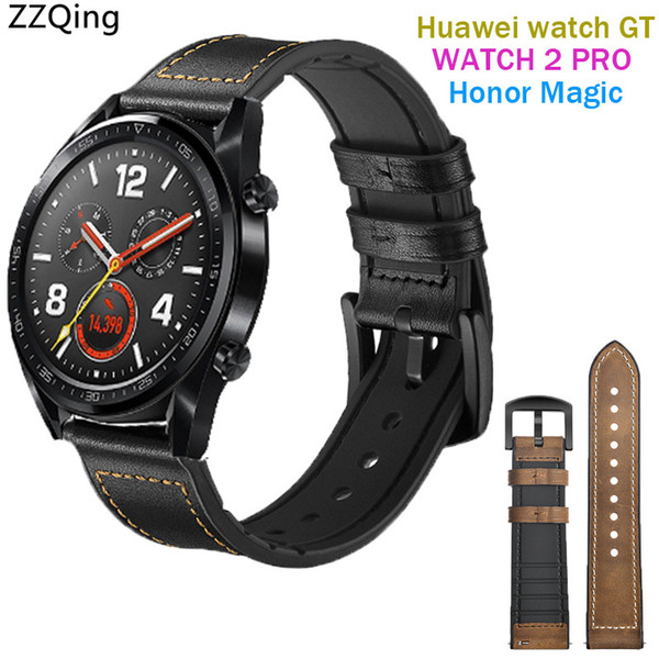 Wristband 22mm band For Huawei watch GT strap Silicone+Leather sports Smart watch bands for 2 Pro/Honor magic straps belt