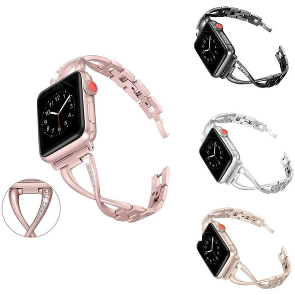 For IWatch 38mm 42mm 40mm 44mm Women Watch Band for Apple Watch Bands Diamond Stainless Steel Strap for Iwatch Series 4 3 2 1 Bracelet