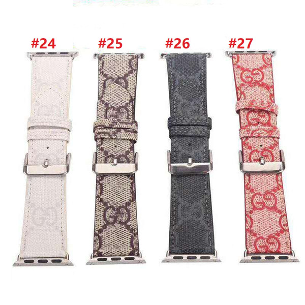 Designer Apple Watch Band Replacement PU Leather Bands 38mm 40mm 42mm 44mm Watch Straps Fashion Watchband High Quality Strap Drop Shipping