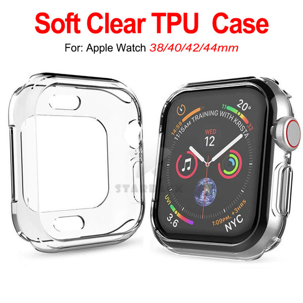 Ultra Slim Transparent Clear Soft TPU Rubber Silicone Protective Cover Case For Apple Watch Series 4 3 2 1 40mm 44mm 38mm 42mm