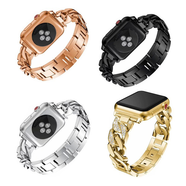 Rhinestone Diamond Women Watch Bracelet for Apple Watch Band Series 1/2/3 Round Stainless Steel Strap for iWatch 38mm 42mm