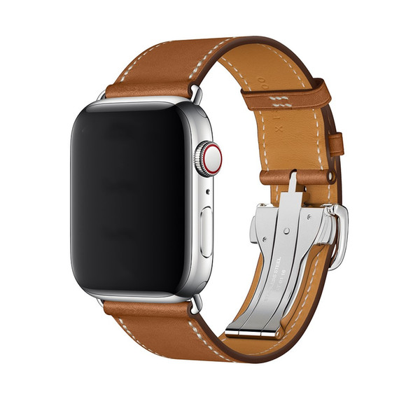 Original Single Tour Deployment Buckle Leather Strap Band Loop Bracelet Belt For Apple Watch Series1 2 3 4 38/42mm 40/44mm