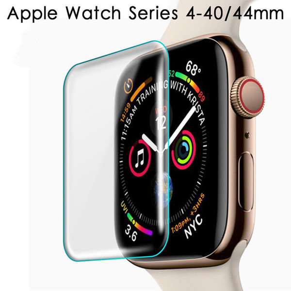 Screen Protector for Apple Watch Series 4/3/2/1 Surface Hardness Full Coverage Glue Tempered Glass Screen Protector - Clear