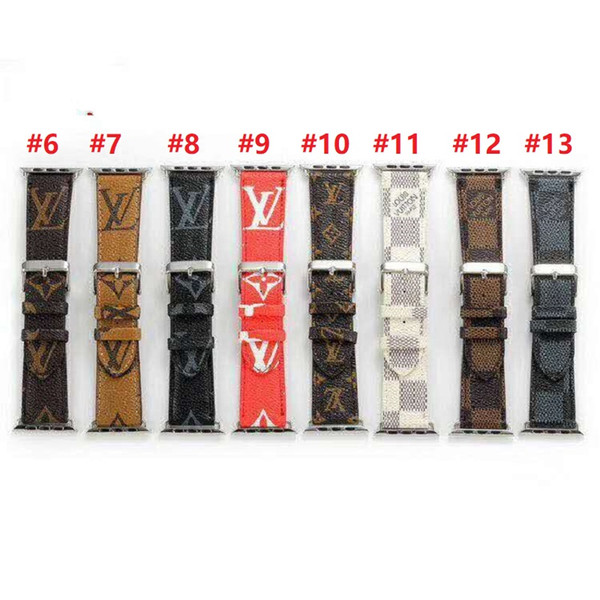 Designer Apple Watch PU Leather Band 42mm 38mm 44mm Breathable Adjustable Wrist Strap for Apple Watch 4 3 2 1 Straps Replacement