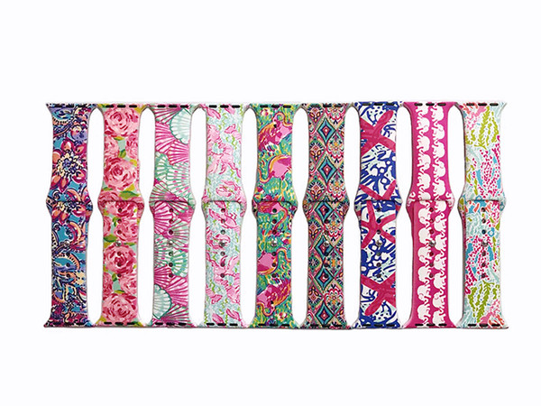 Lilly Inspired Pulitzer For Apple Watch Band,Soft Silicone Woman Patterned Style Replacement Strap Wrist Band for Apple Watch Series 2/3/4