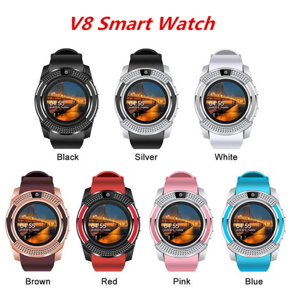 V8 Smart Watch Wristband Watch Band With 0.3M Camera SIM IPS HD Full Circle Display Smart Watch For Android System With Box