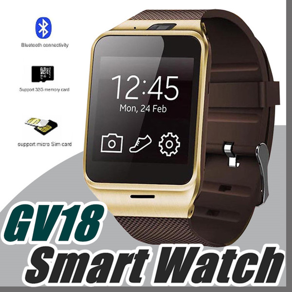 2016 GV18 1.5 inch NFC Smart Watch With touch Screen 1.3MCamera Bluetooth SIM GSM Phone Call Waterproof for Android Phone DZ09 R-BS