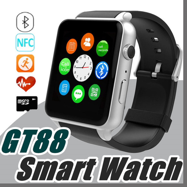 SIM Card Bluetooth Sports GT88 Smart Watch with Heart Rate Monitor and Wristwatch Phone Mate Independent Smartphone for Android IOS M-BS